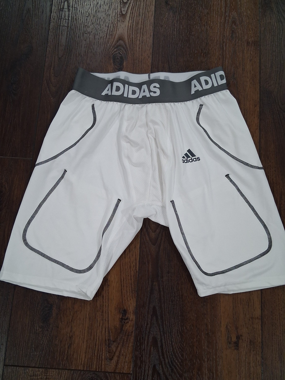 adidas Men’s White Athletic Compression Shorts with Black Trim